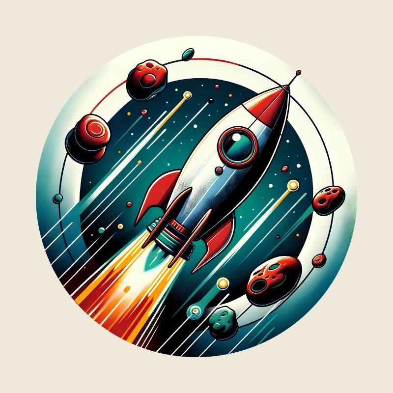 Fusée rétro et planètes