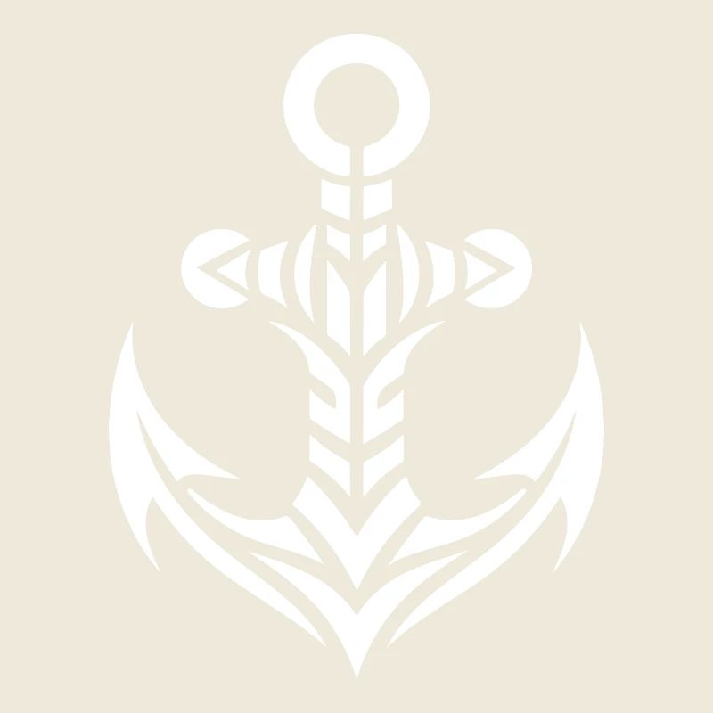 Old Wet Anchor with Tribal Tattoo Style
