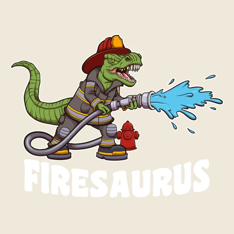 Firesaurus Dinosaur Firefighter Cartoon