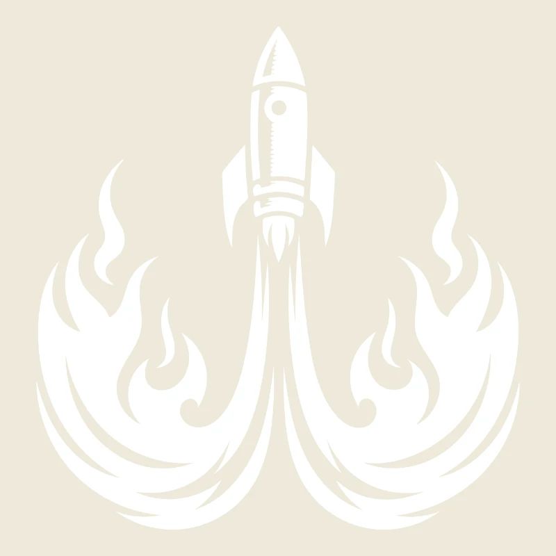Launching spaceship in fire flames