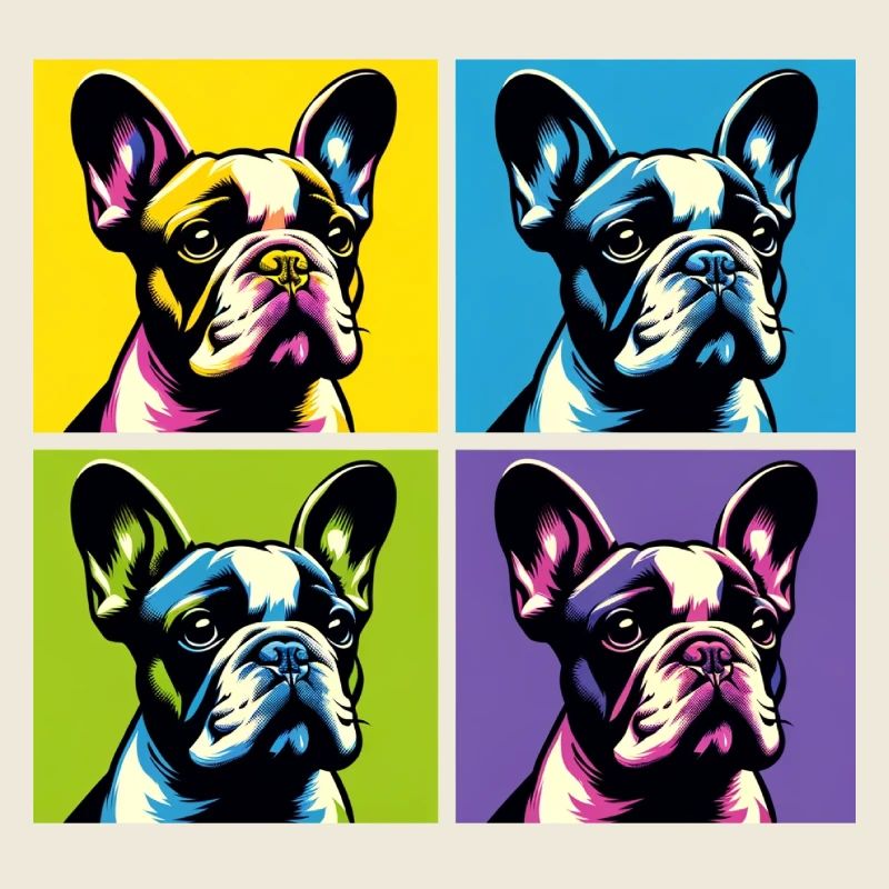 Pop Portrait de chien bouledogue Français - Portrait d’animal de compagnie