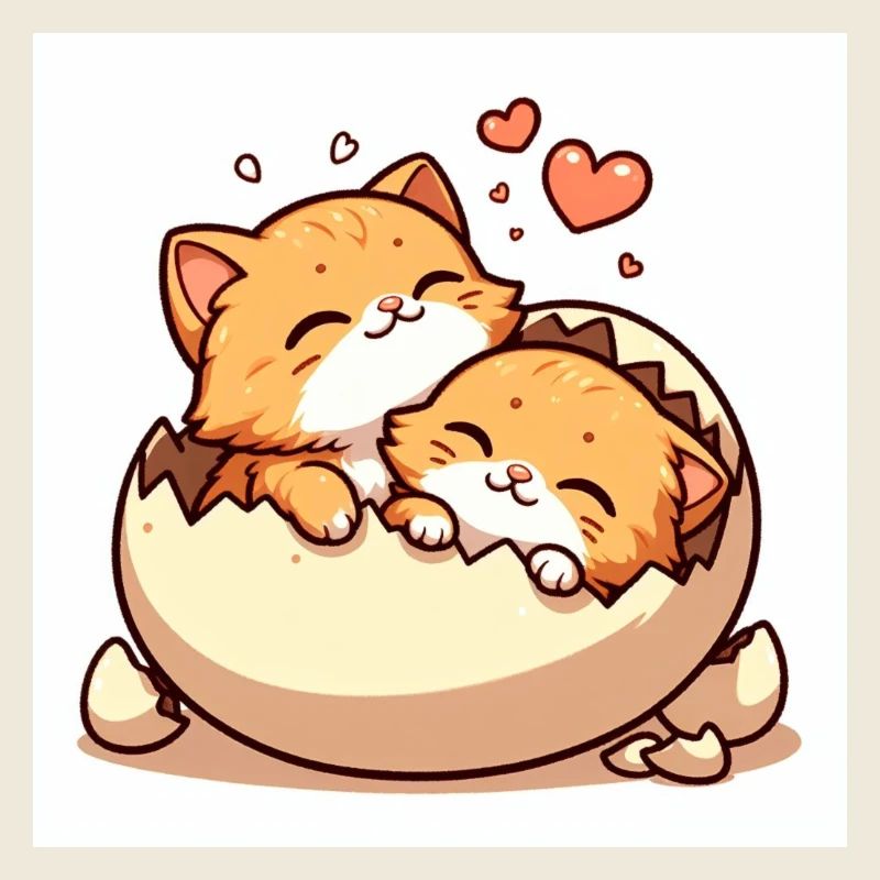 Chatons mignons se blottissant dans un œuf