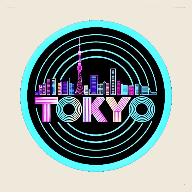 Tokyo Skyline1980's Synthwave Retro Neon Tee