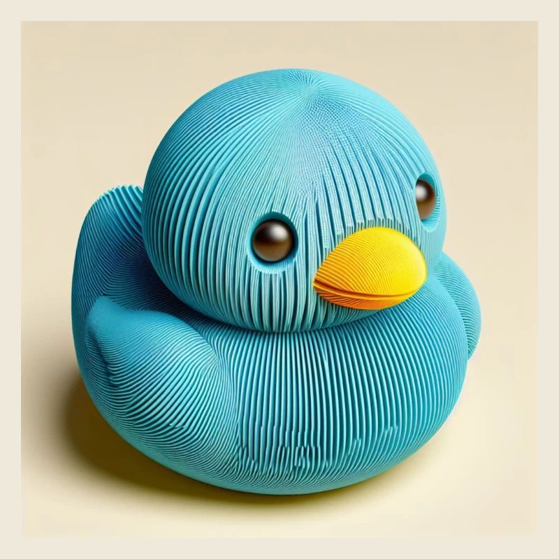 Ente 3D Hyperrealismus aus Papier in blau