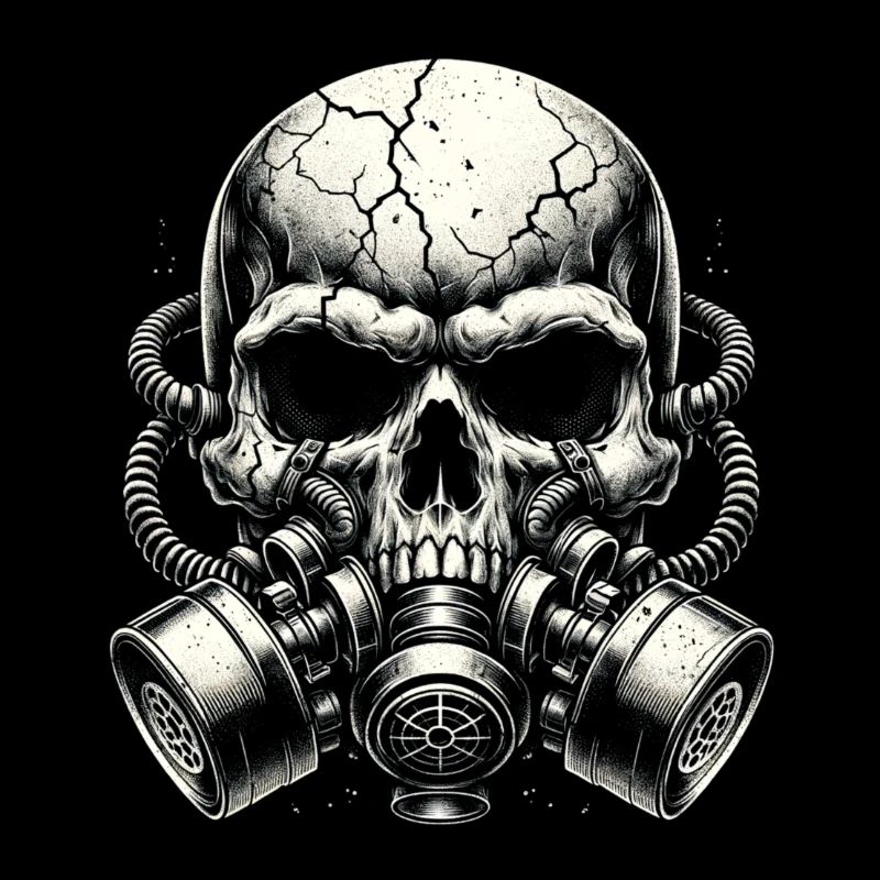 Zerbrochener Schädel mit zwei Filtern