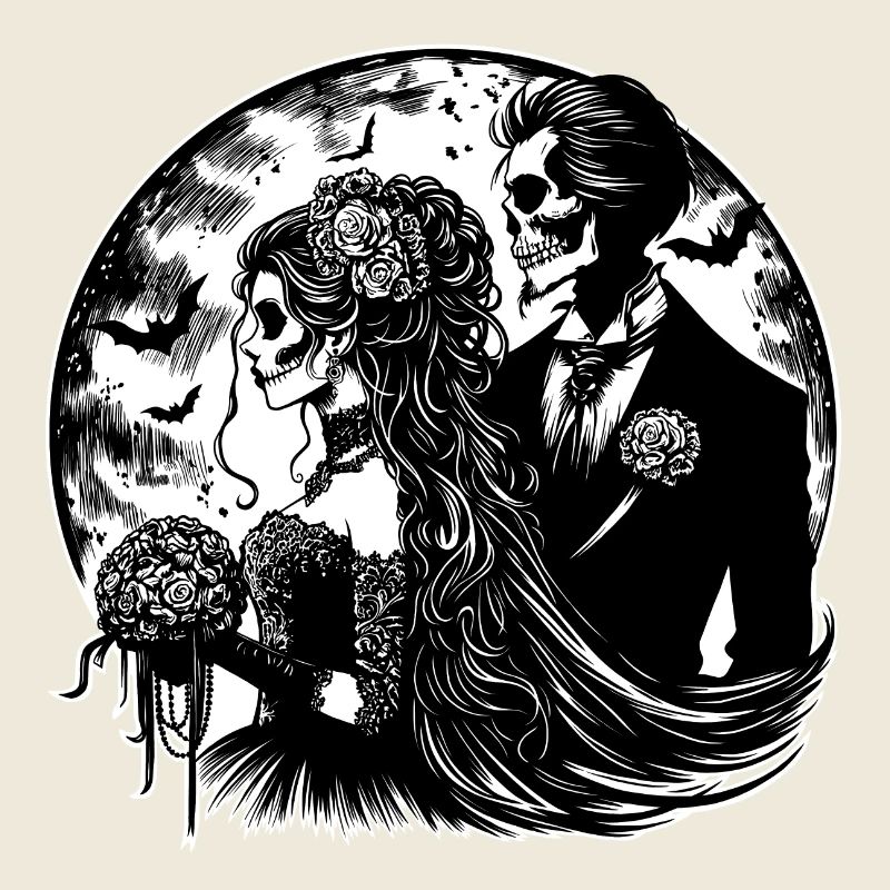 Wedding Couple Gothic Night Moon