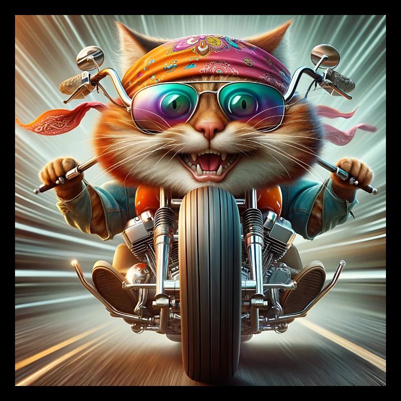 Gato Loco BikerCat Motorcycle Cat Riding Cruising