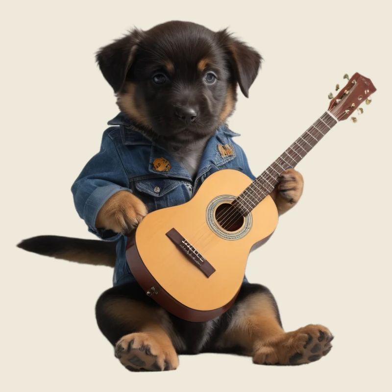 chiot chien guitare