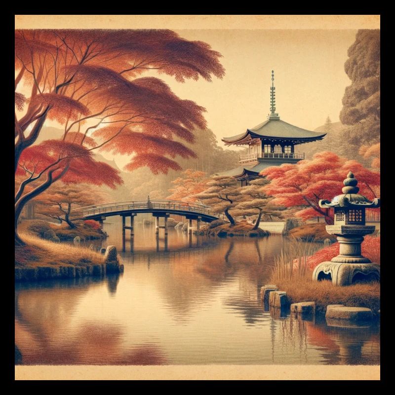 Soirée de l’étang vintage du Japon