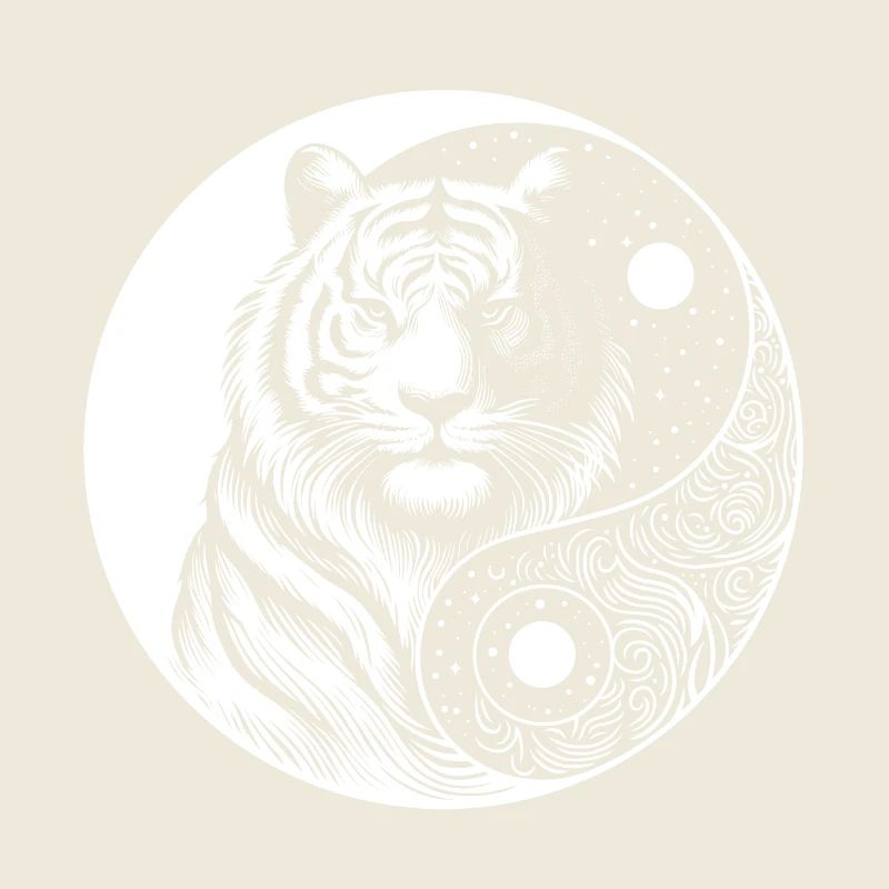 Tiger yin yang mit Sternenhimmel