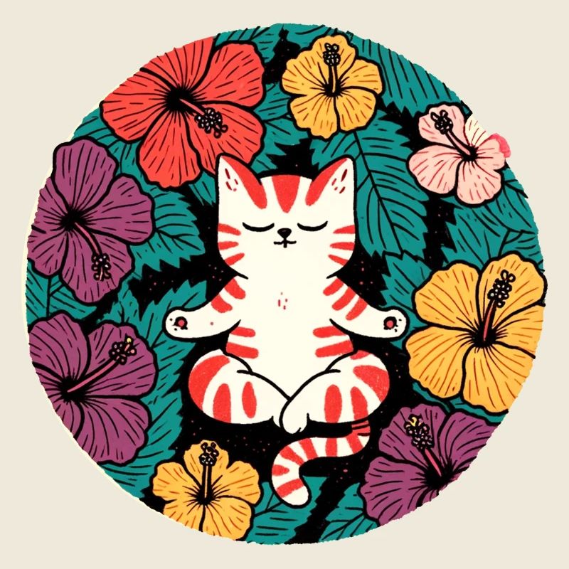 Zen-Hibiskus-Katze