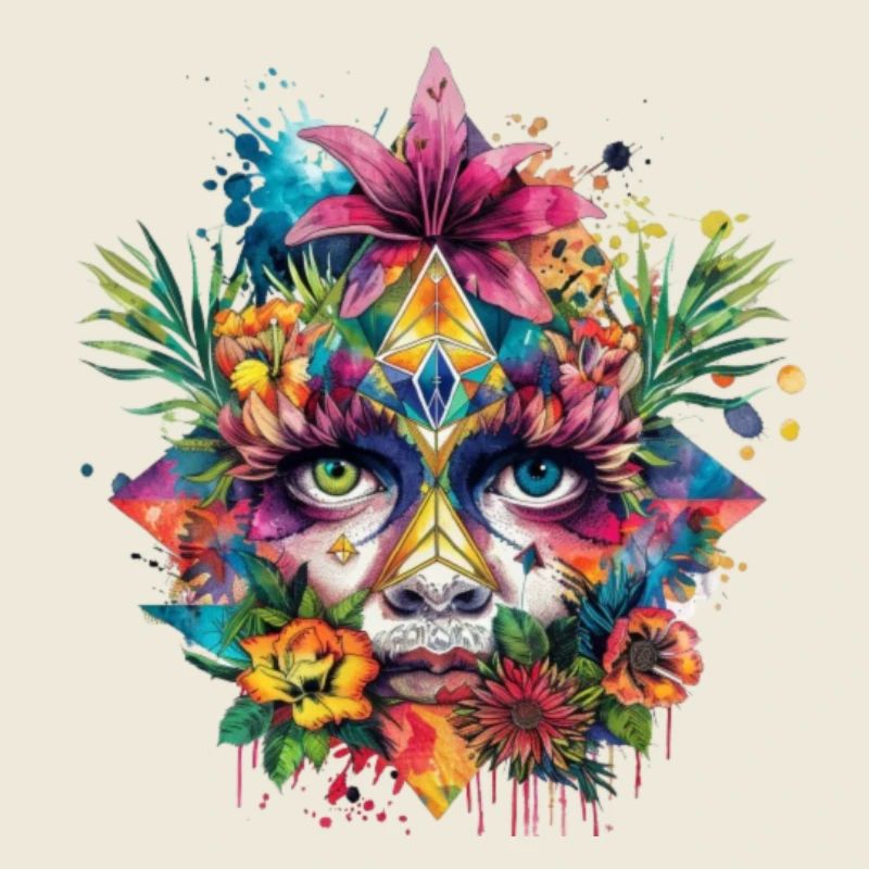 Crypto BTC ETH Bitcoin Art Face Coloré