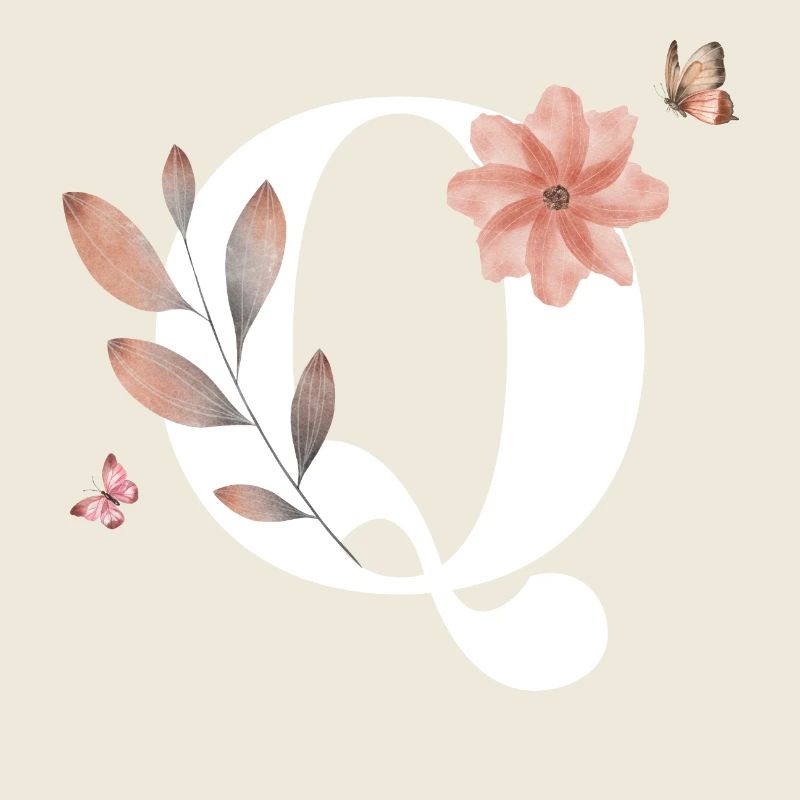 Buchstabe q Wildblumen Aquarelle