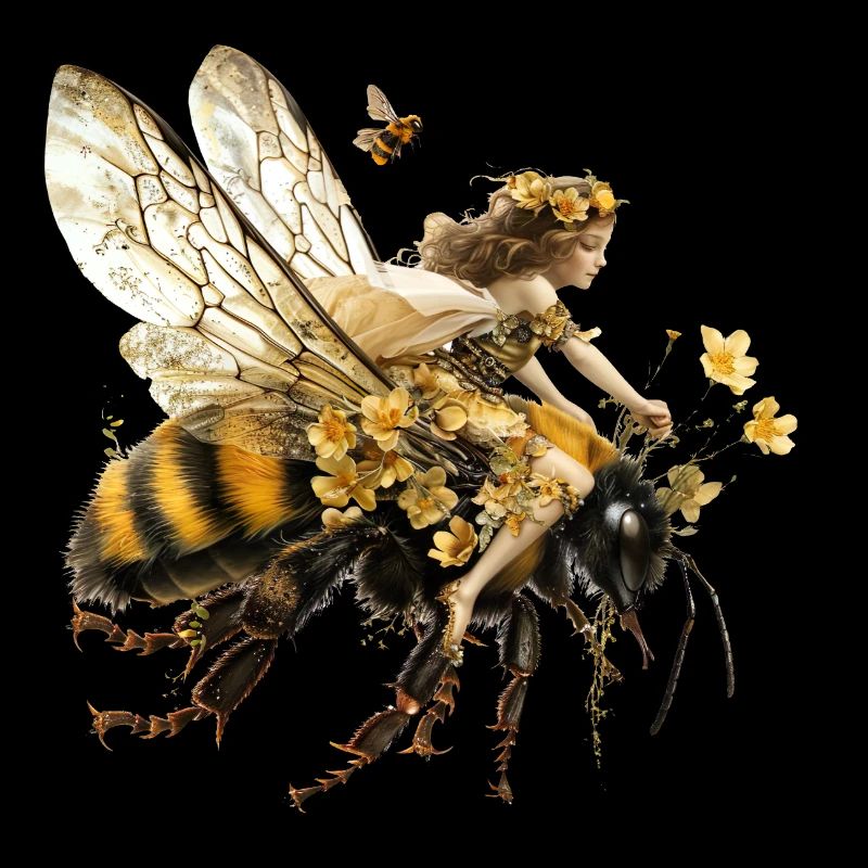 Gute Fee reitet auf einer Hummel