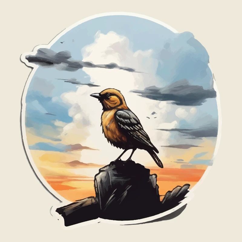 Landschaft Gemälde mit Vogel