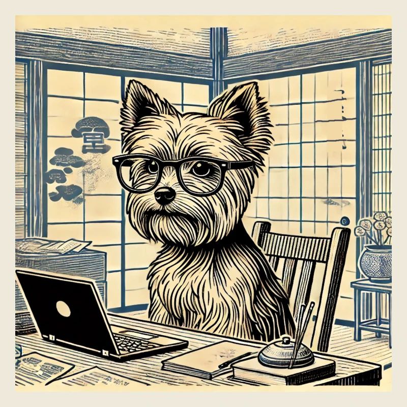 Bureau japonais Ukijo e Style Yorkshire Terrier