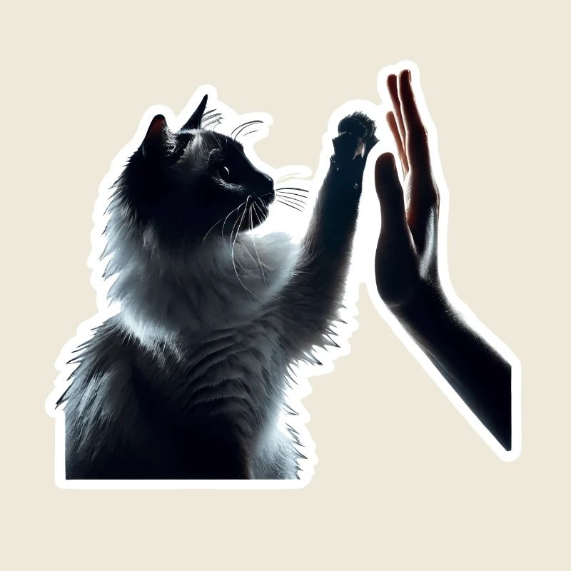 Siamese cat gives "high five"