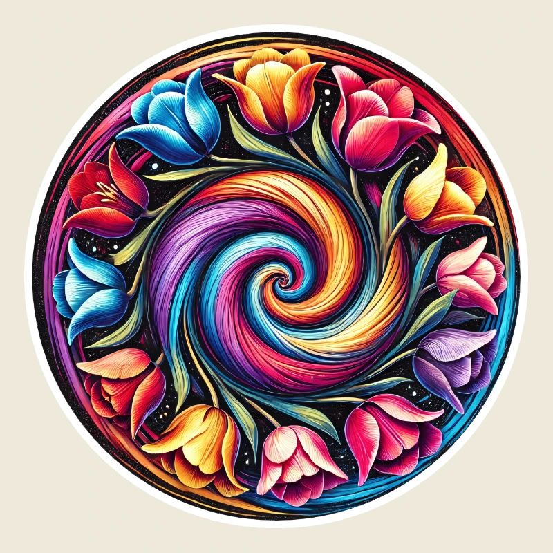 Tulip wreath colorful