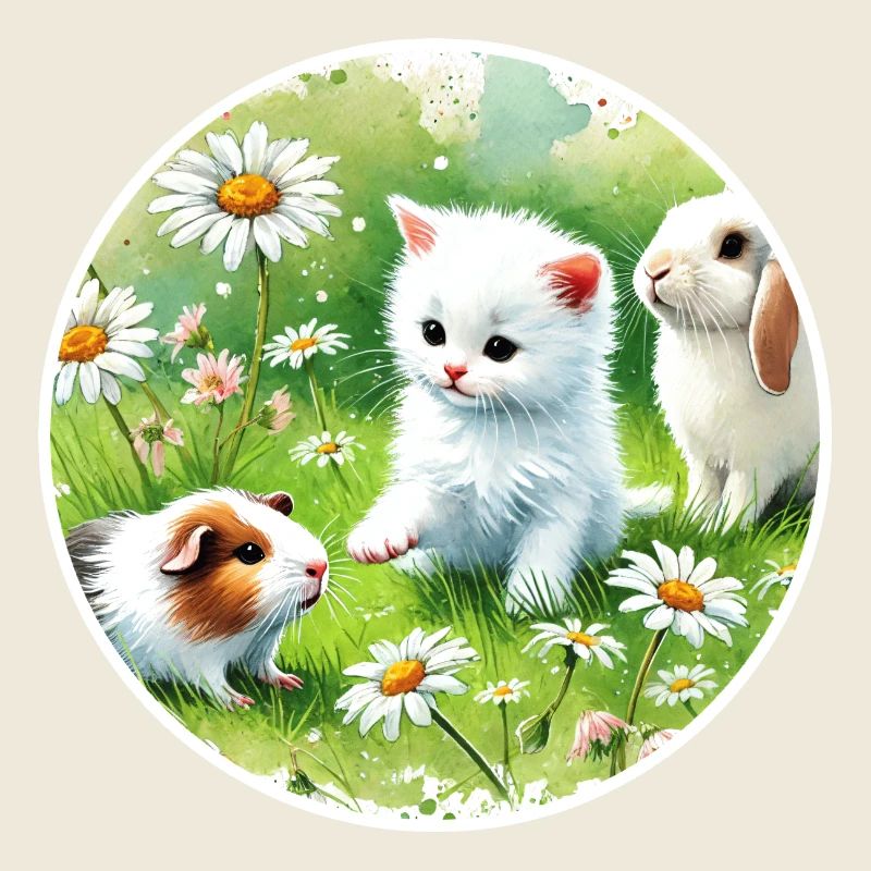 Guinea pigs, rabbits and kittens