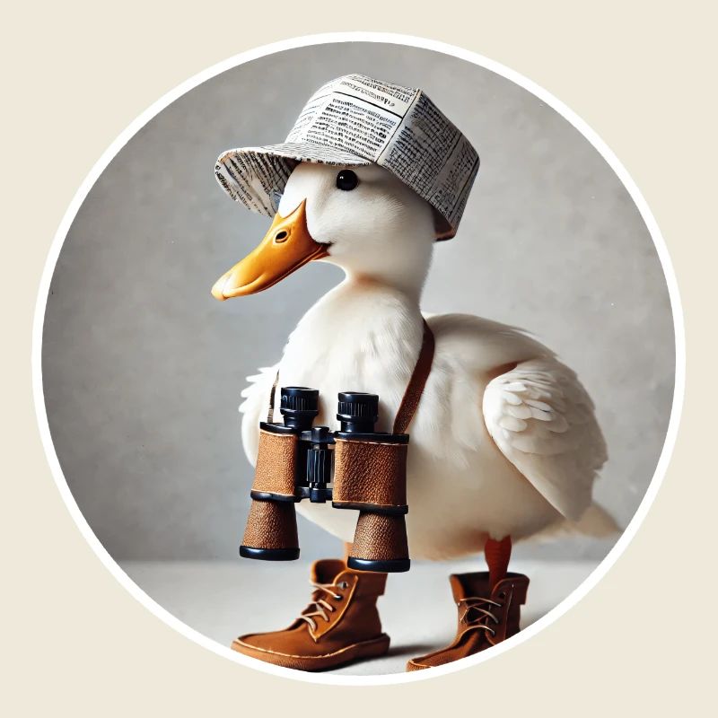 Canard avec des jumelles