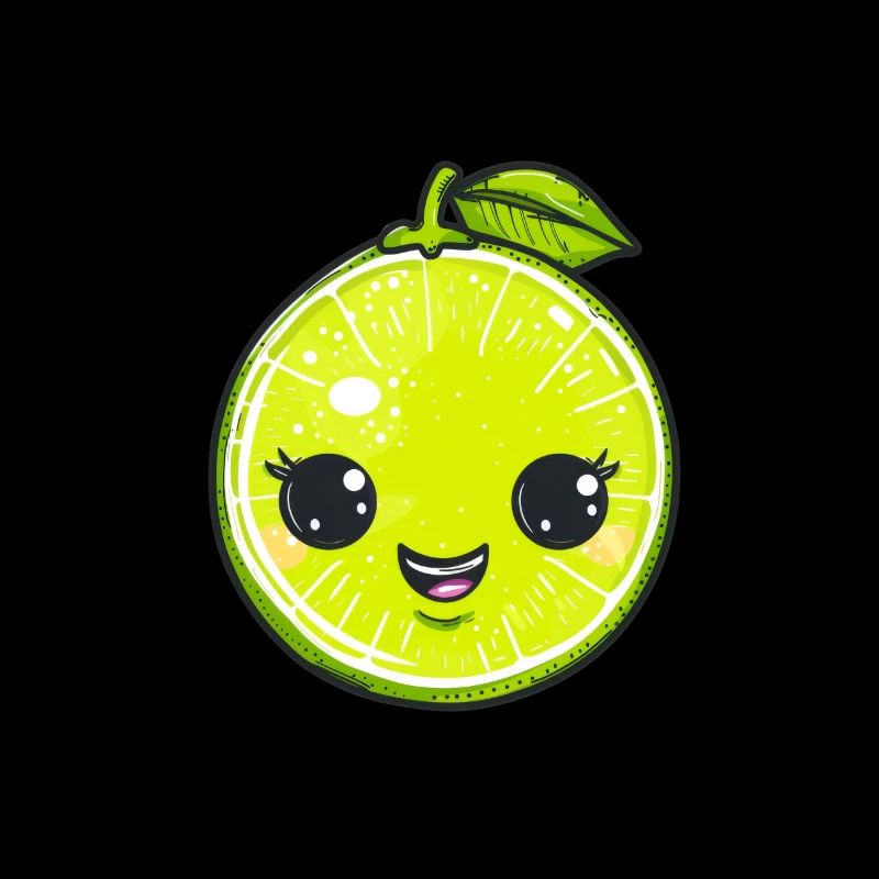 Citron vert heureux dans le style de dessin animé vert