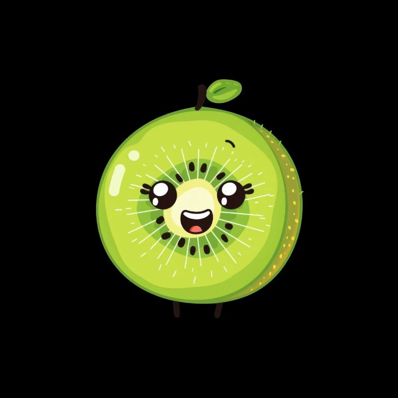 Charmant kiwi dans le style de dessin animé vert