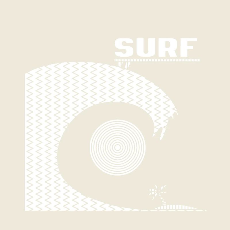 Surf, soleil, océan, et formes géométriques -blanc