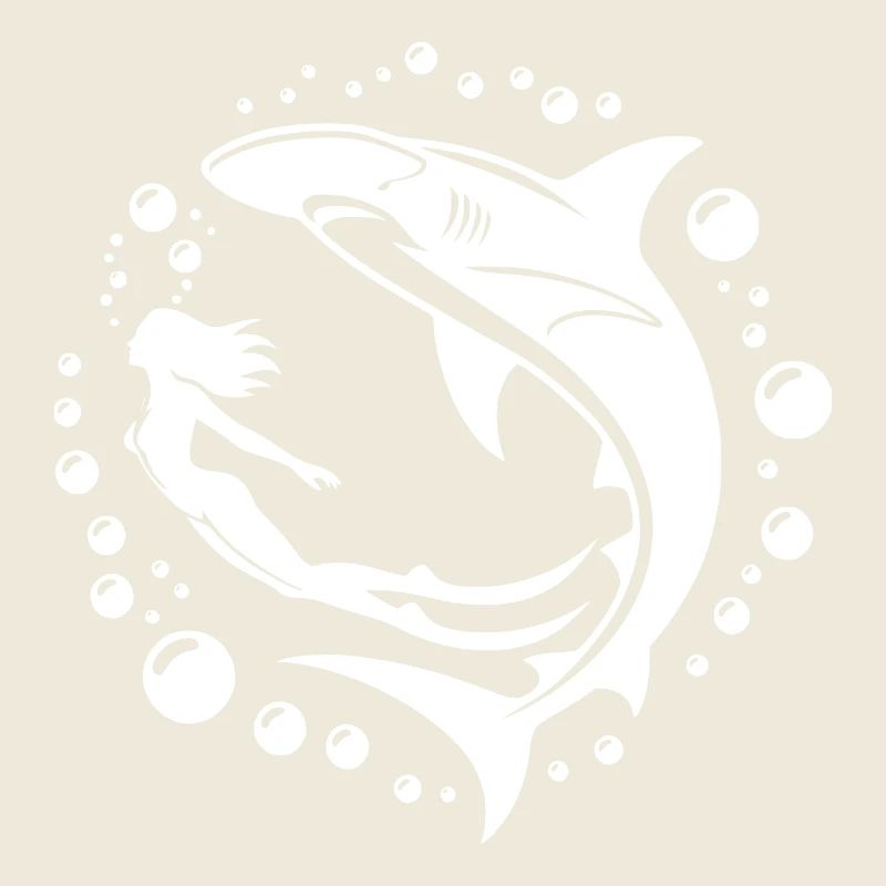Diver and hammerhead shark