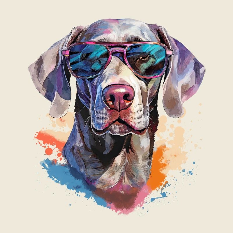 Weimaraner mit Sonnenbrille