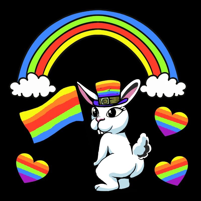 Lapin LGBT Drapeau arc-en-ciel Coeur arc-en-ciel
