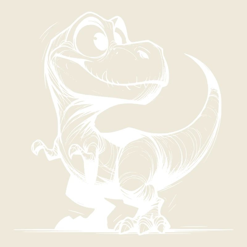 Friendly Smiling T-Rex Dino Drawing