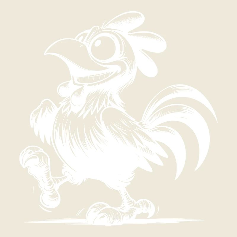 Funny Poultry Drawing Grinning Rooster