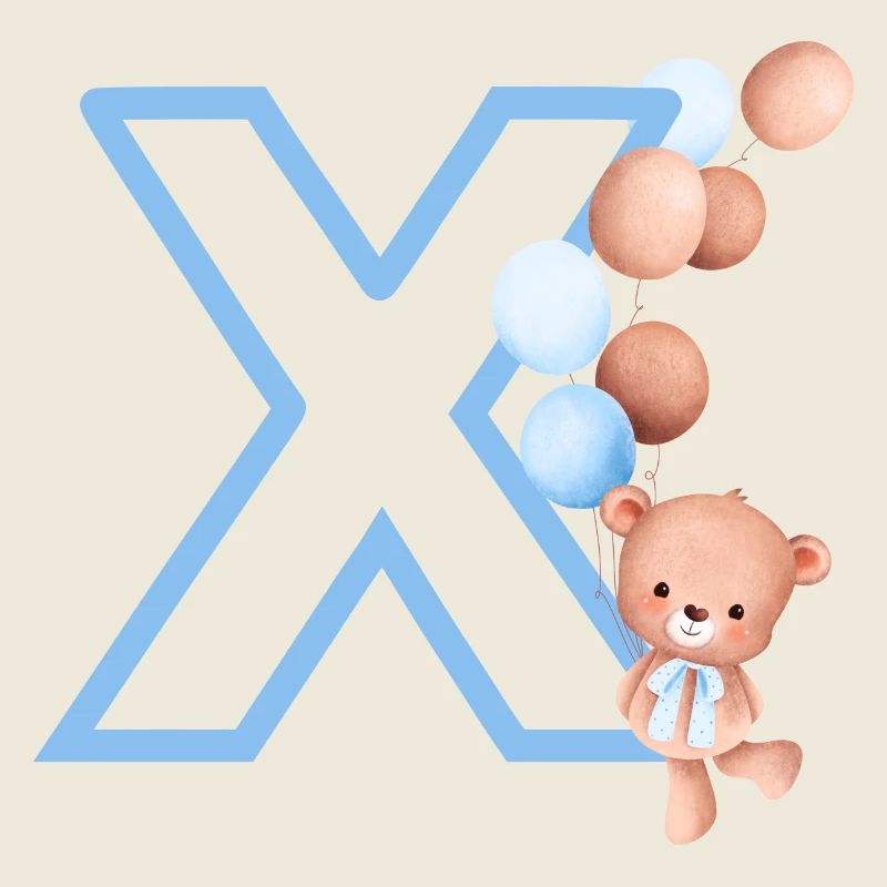 Blauer Buchstabe x Bär