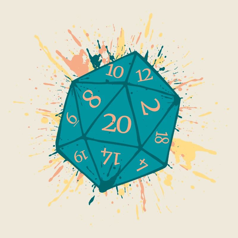 W20 Cube Splash Turquoise Jaune Orange D20 Stylo
