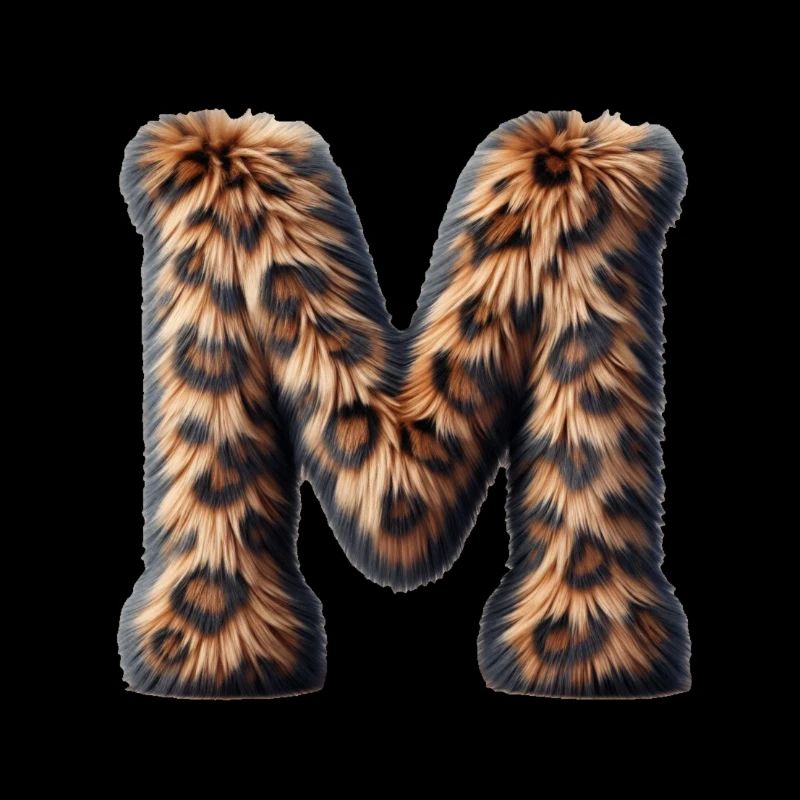 Lettre M moelleuse fourrure léopard