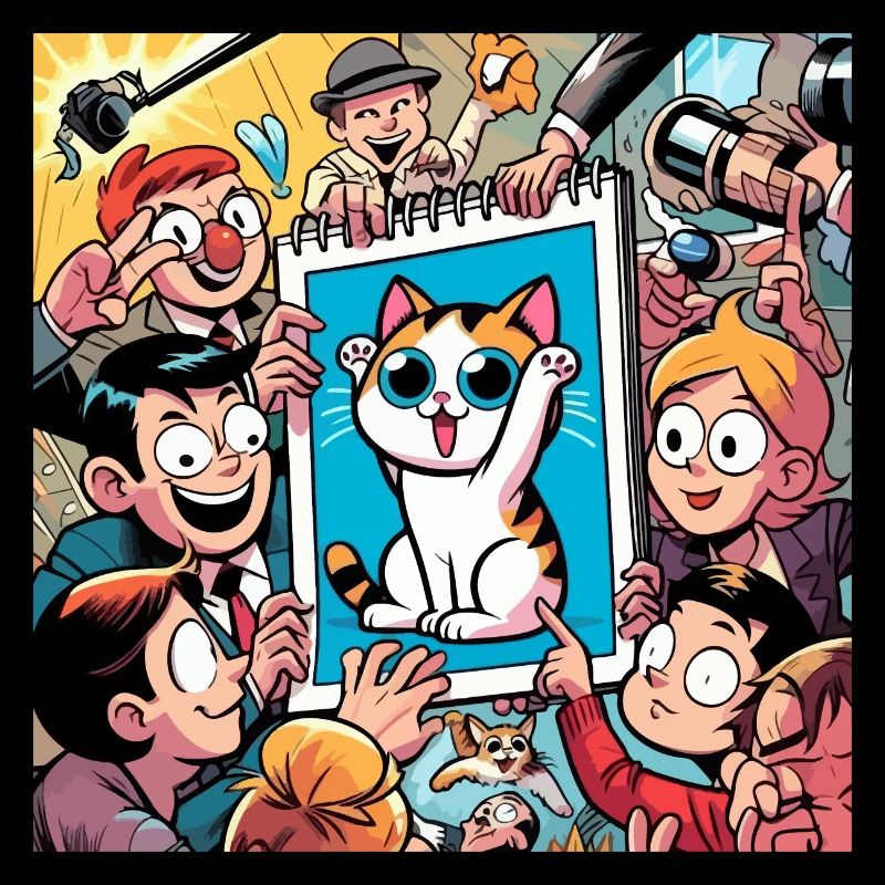 L’excitation autour du dessin du chat