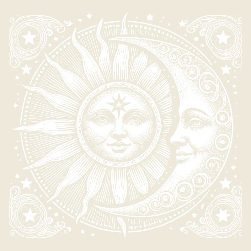 Soleil et lune avec visage