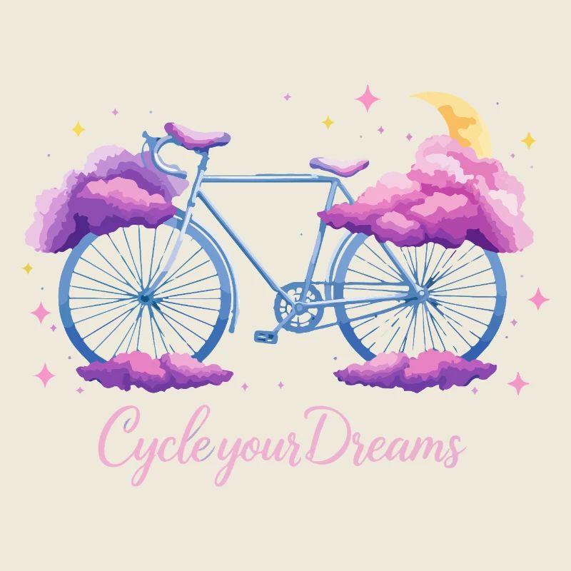 Conception de vélo nuage « Cycle Your Dreams » avec lune
