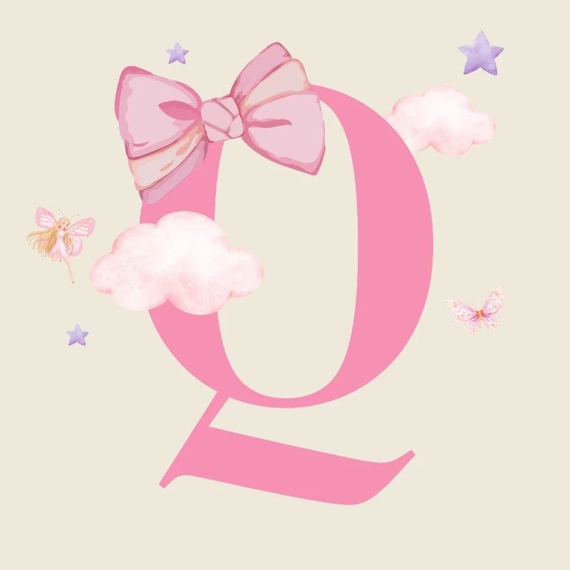 Lettre q rose nuages