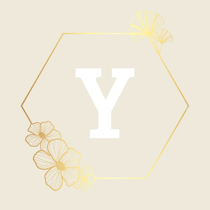 Letter Y Gold Floral Frame