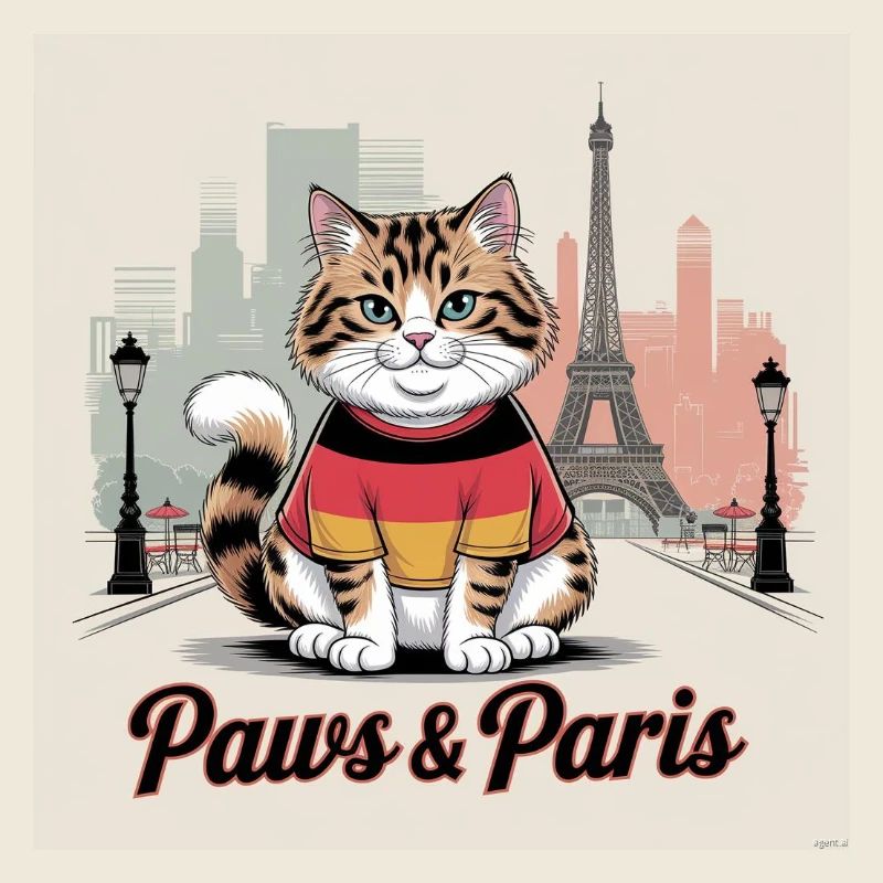 Chat moelleux en Allemagne Tee à la Tour Eiffel