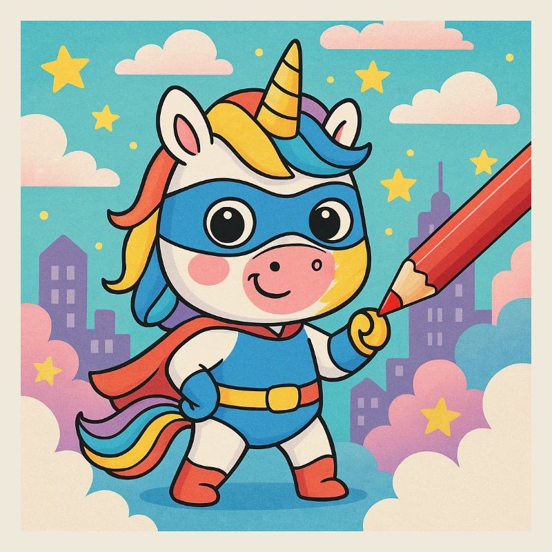 Superheld Einhorn in der Farbenwelt