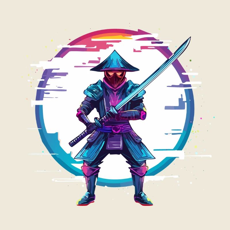 Cyberpunk Glitch Samurai