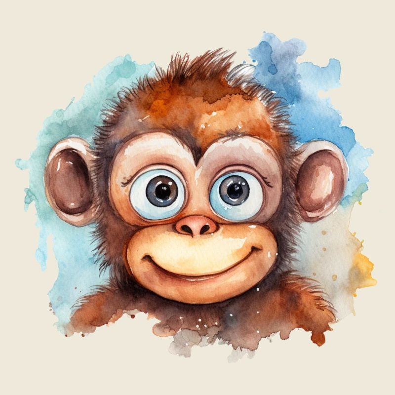 Monkey Drawing Watercolors