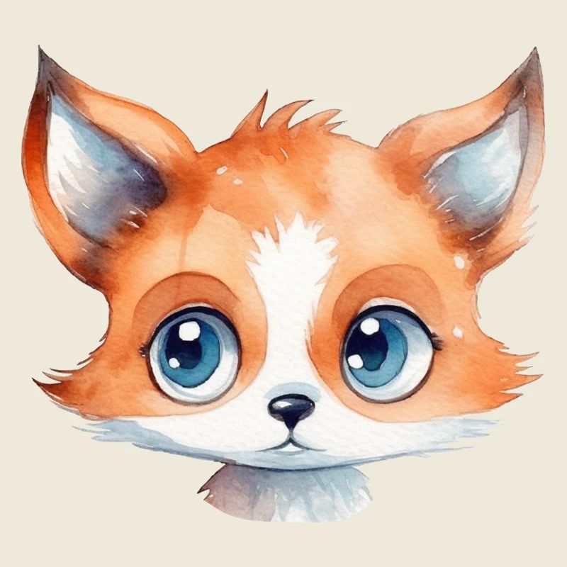 Fox Head Drawing Watercolor