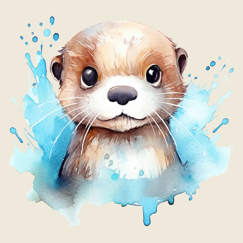 Otter Watercolor Drawing