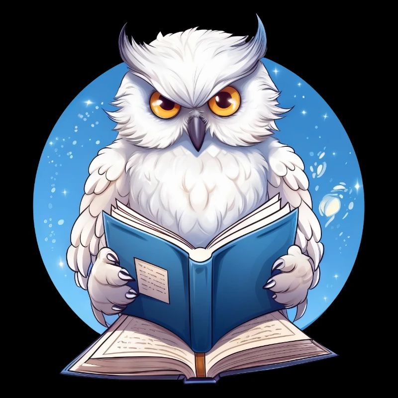 Weise Eule mit Buch - Lesendes Design