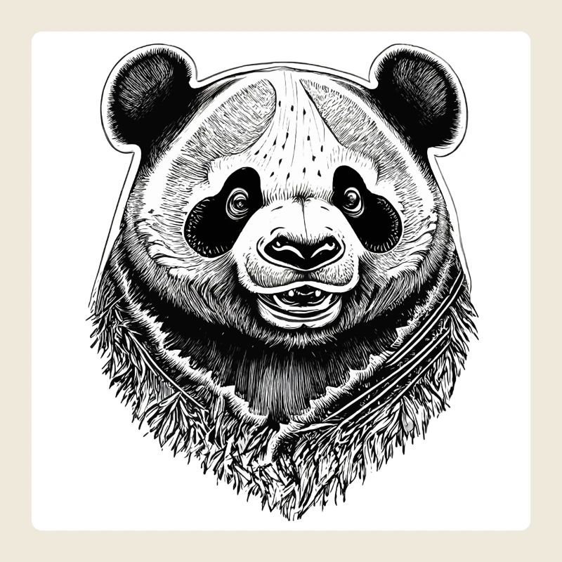 Gravure Panda noir et blanc