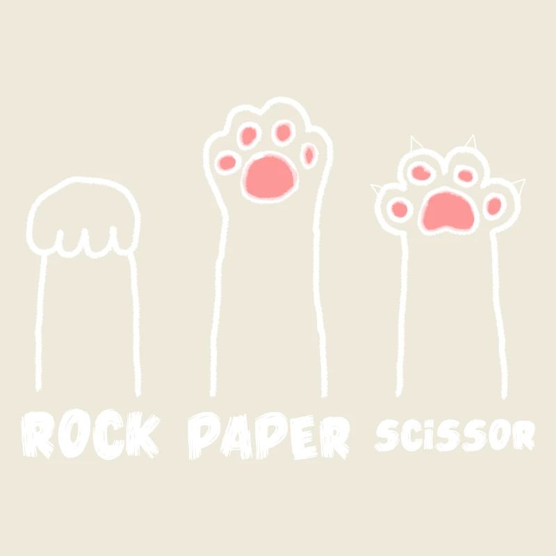 Cute Scissors Stone Paper Cat Paws Funny