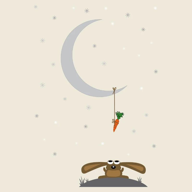 regarde de lapin à la carotte sur la lune